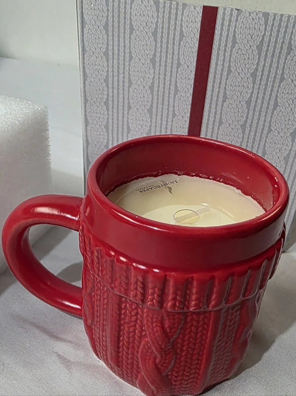 Lightscapes Universal Mulled Wine Sweater Mug Red Candle New In Box Holiday
